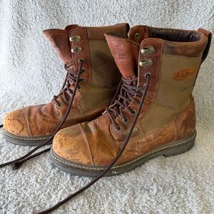 L.L. BEAN Kangaroo Leather Boots Men 9M Brown Lace Up Work Boots Outdoor Hunting